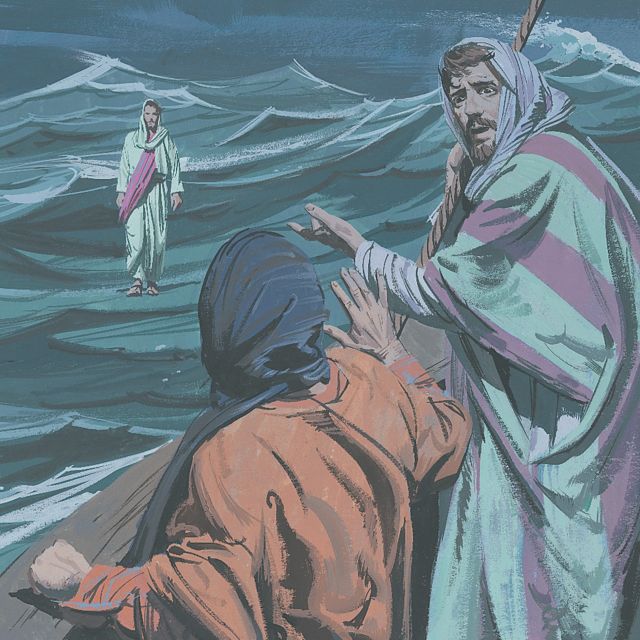 Jesus anda sobre o mar e acalma a tempestade